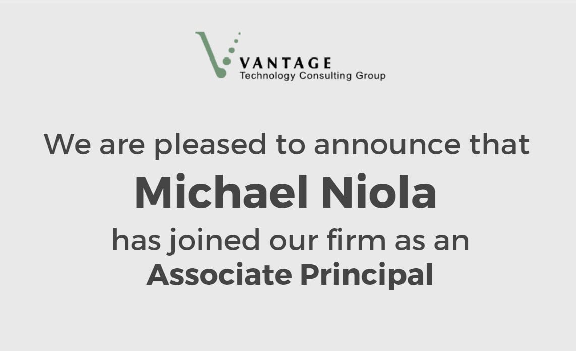 We are Pleased to Announce that Michael Niola